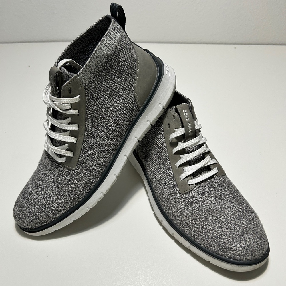 Cole Haan Zerogrand Stitchlite Chukka Boots Mens 10 Grey Knit Sneakers C27050